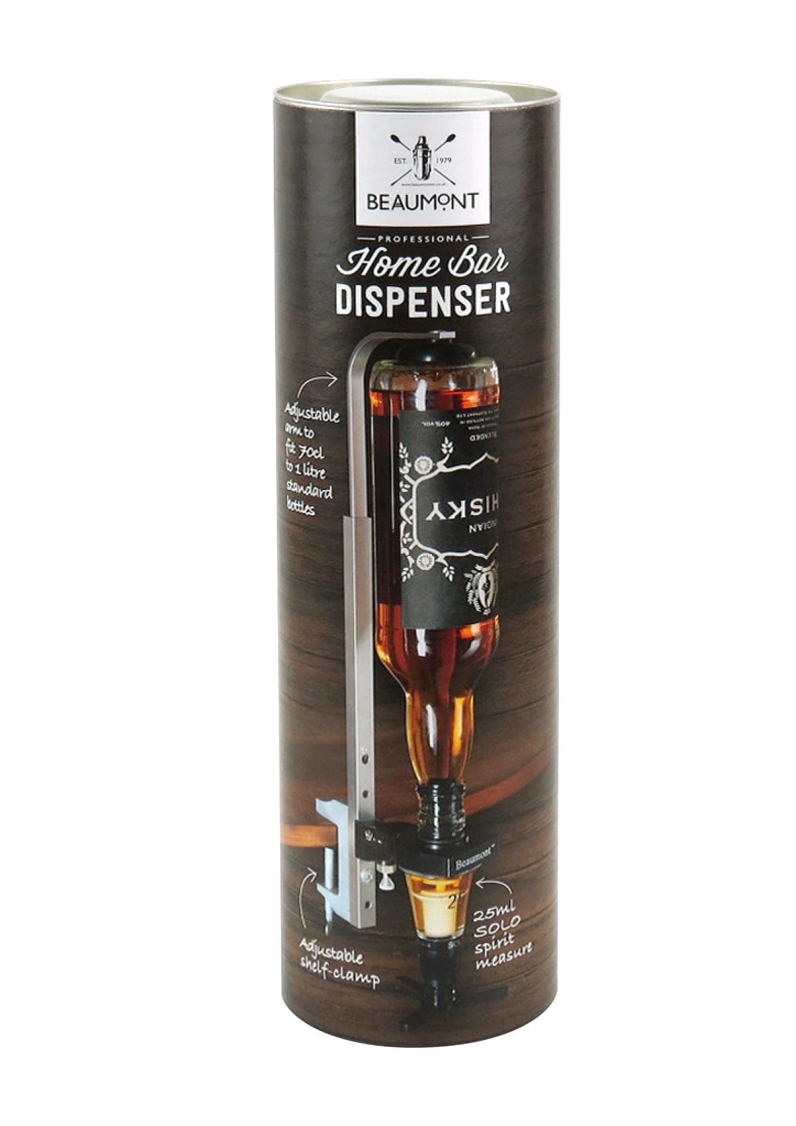Flaskhållare och spritdispenser för hemmabar i presentförpackning BTBL3580 by Beaumont color Svart