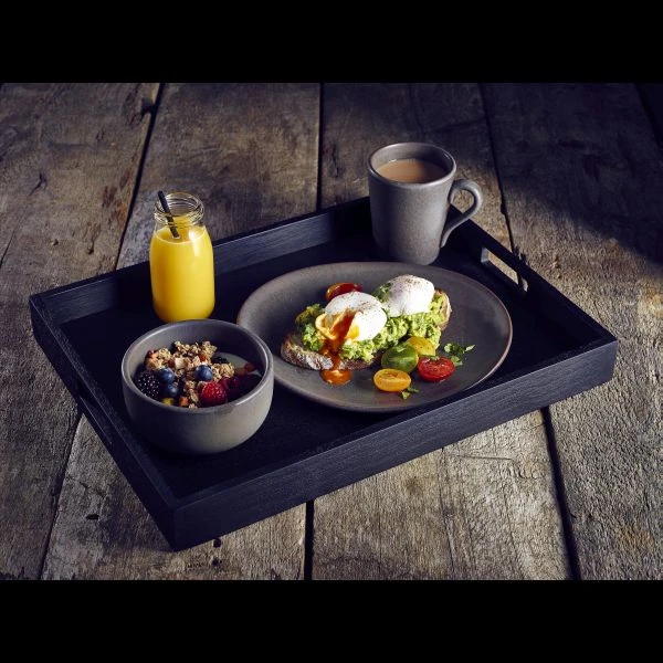Solid Black Butlers Tray 49 x 38.5 x 4.5cm BT4938BK by Genware color Svart