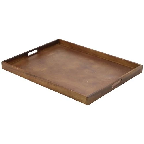 Serveringsbricka i akaciaträ 64 x 48 x 4,5 cm BT6448 by Genware color Svart