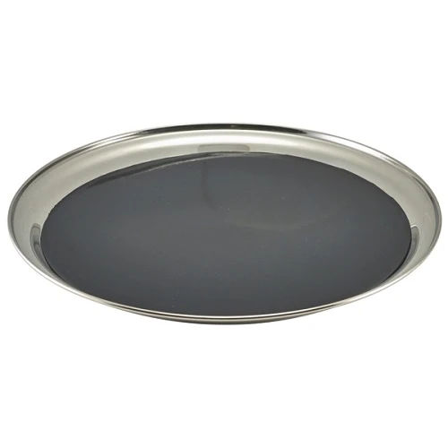Halkfri rund serveringsbricka 30 cm 52039NS by Genware color Svart
