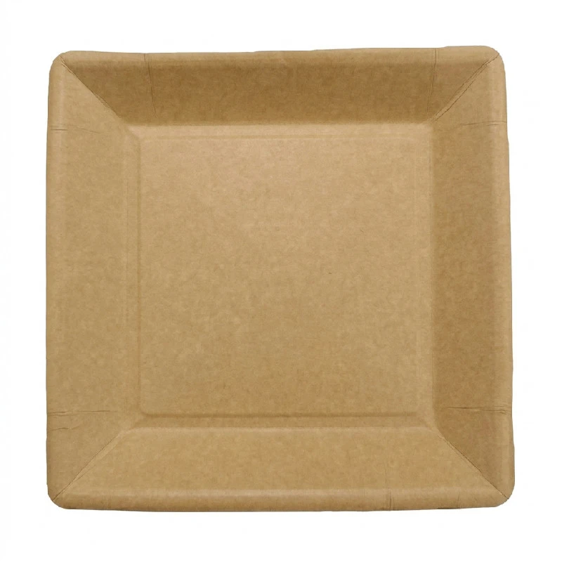 Papperstallrik fyrkantig 18x18 cm kraft biologiskt nedbrytbar brun 50 ML119667 by Multiline color Svart