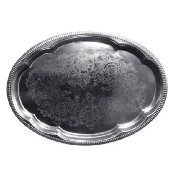 Ovalt förkromat fat 45x34 cm 2034180 by HAAHR & CO color Silver