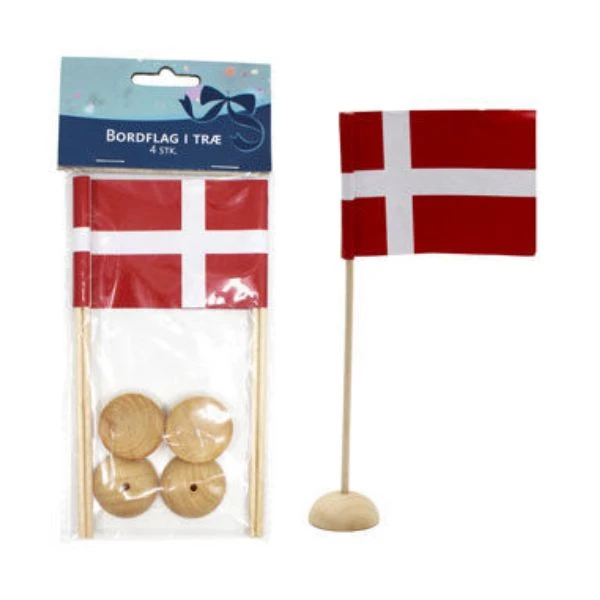 Bordsflaggor i Trä 7,5x5,5 cm 4-pack 4200266  color Svart