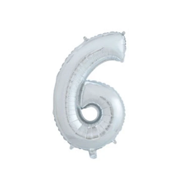 Sifferballong Nummer "6" Silverfärgad 65 cm 4201516  color Svart