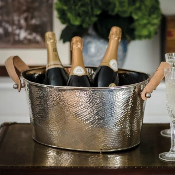 Champagnekylare med läderhandtag – hamrad finish 6118-CH by Culinary Concepts color Svart