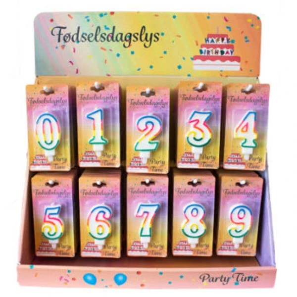 Födelsedagsljus 8 - Vit med regnbågsfärgad siffra, 8,5 cm 4201535-8 by BLoklys color Svart