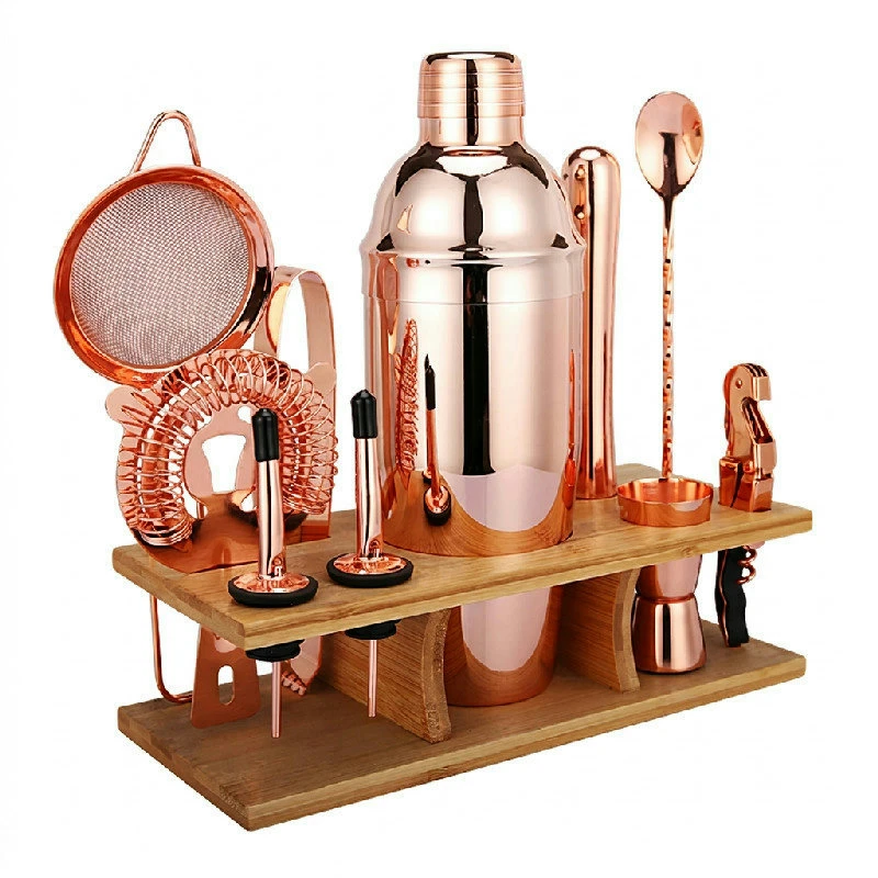 Cocktailshakerset med 11 delar och ställ - Koppar CG-TJ17 by Barlife color Svart
