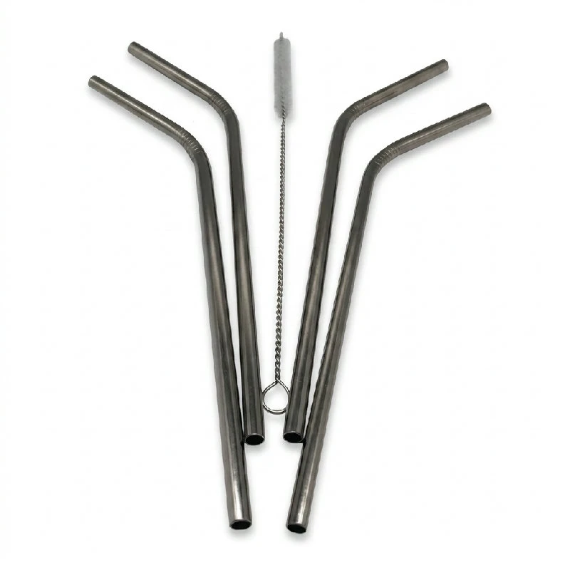 Sugrör 4 st böjda + 1 borste ST30124 by Steel-Function color Svart