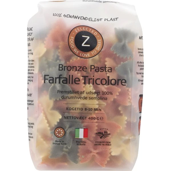 Pasta Farfalle 3-färgad 400g Zelected 17706 by Zelected color Svart