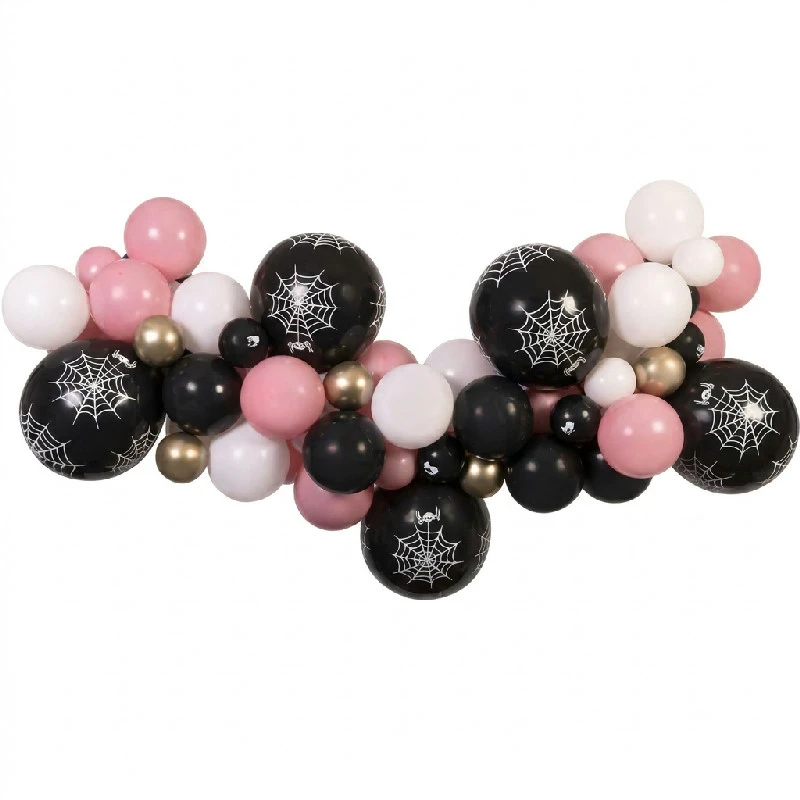 Ballonggirlang DIY Halloween (rosa) 65 ballonger + tejp 31782 by Godan color Svart