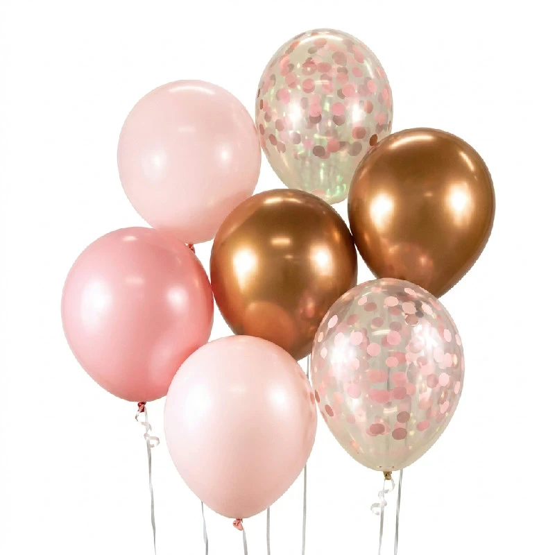 Ballongbukett B&C pink och koppar 7 st BB-RMD7 by Godan color Svart
