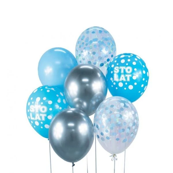Ballongbukett B&C Sto Lat silver och blå 7 st BB-SNS7 by Godan color Svart