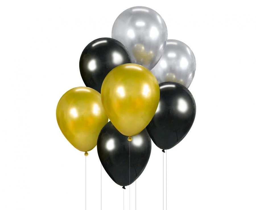 Ballongbukett B&C guld silver svart / 7 st BB-ZSC7 by Godan color Svart