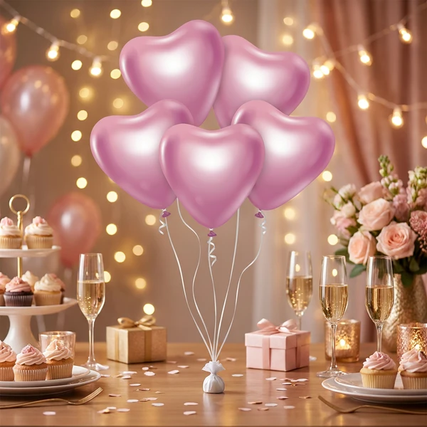 Ballonger Beauty&Charm Platin Rosa Hjärtan 12"/6-pack CB-S6LJ by Godan color Svart