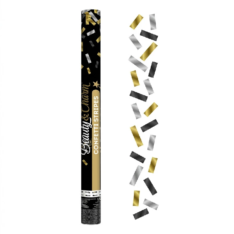 Konfettikanon B&C guld-silver-svart foliemix / 60 cm KP-ZSCM by Godan color Svart
