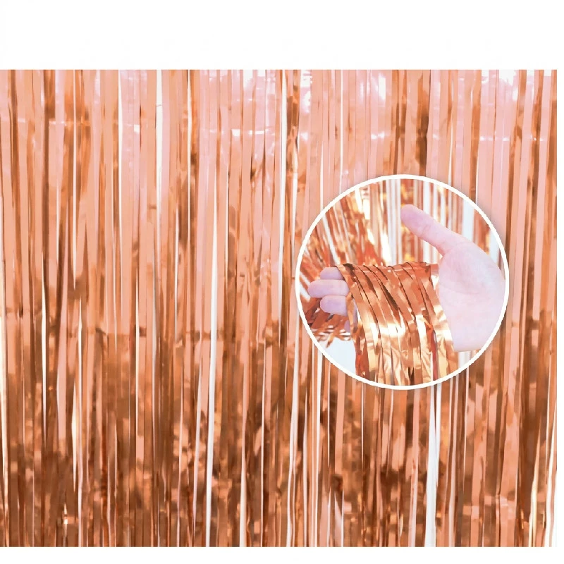 Fransdraperi roséguld 90x240 cm PF-KDRG by Godan color Svart