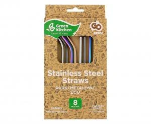 Rostfria stålsugrör i assorterade färger, 4 raka, 4 böjda & 2 borstar RM-MPZ8 by Godan color Svart