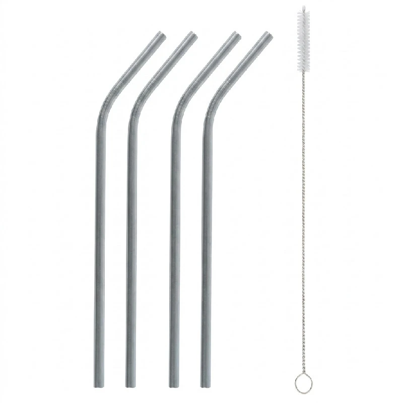 Rostfria sugrör silver (4 x böjda + rengöringsborste) RM-SZS4 by Godan color Svart