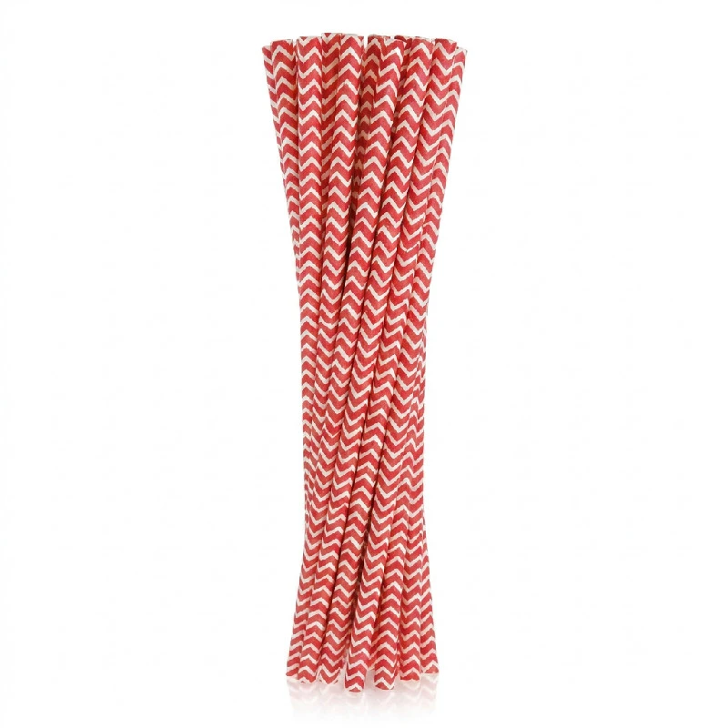 Papperssugrör röd chevron 6x197 mm / 24 st. RP-CS24 by Godan color Svart