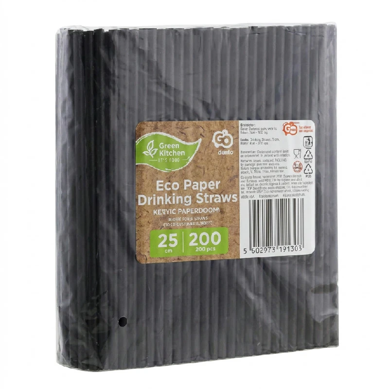 Papperssugrör svarta 8x252 mm / 200 st RP-CZSH by Godan color Svart