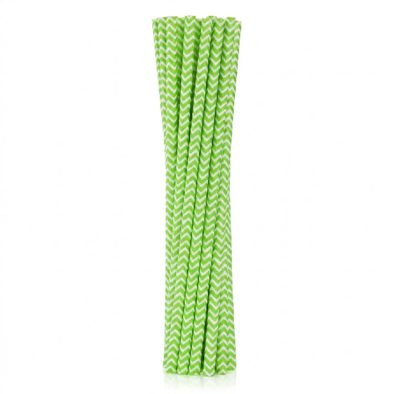 Papperssugrör limegrön chevron 6x197 mm / 12 st RP-LS12 by Godan color Svart