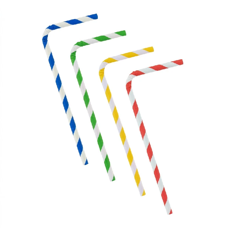Flexibla randiga papperssugrör mix 6x200 mm 100-pack RP-LSTO by Godan color Svart