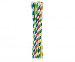 Flexibla randiga papperssugrör mix 6x200 mm 100-pack RP-LSTO by Godan color Svart