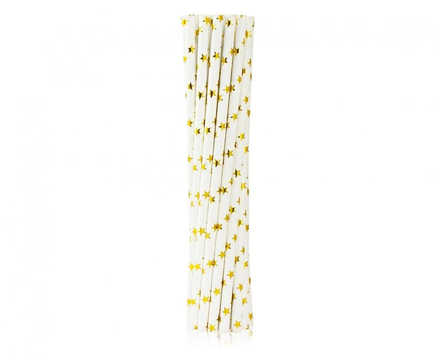 Papperssugrör med guldstjärnor 6x197 mm / 12 st RP-ZG12 by Godan color Svart