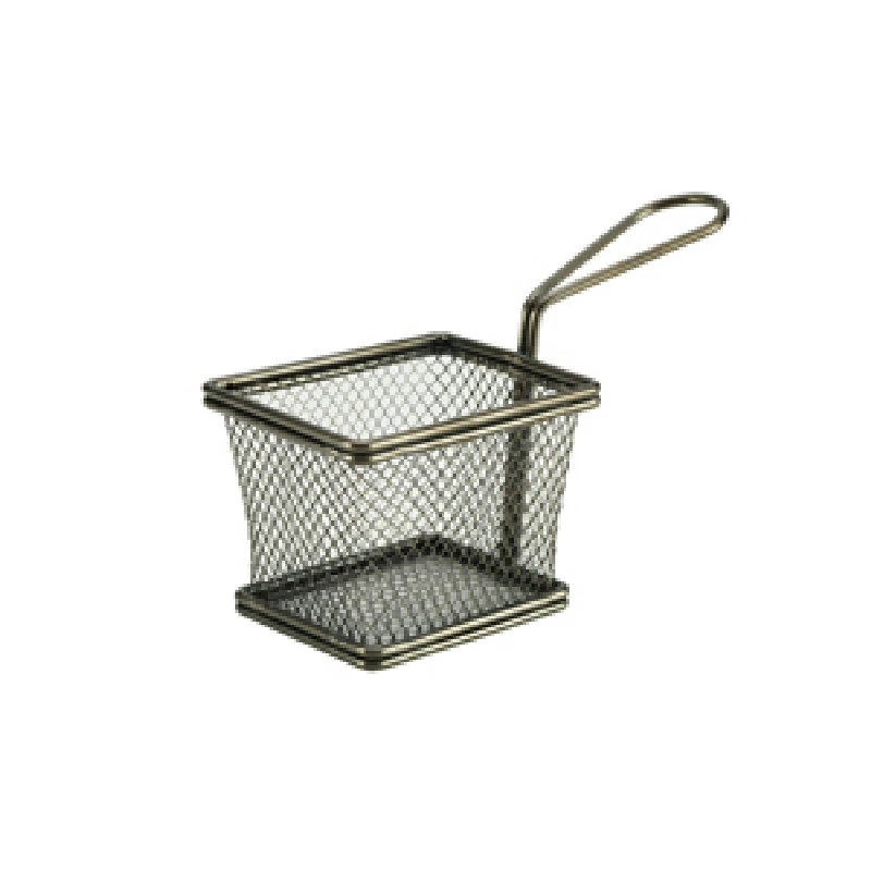 Mini Fritöskorg för Servering Svart 10 x 8 x 7,5 cm - Rostfritt Stål SVB1008BK by Genware color Svart