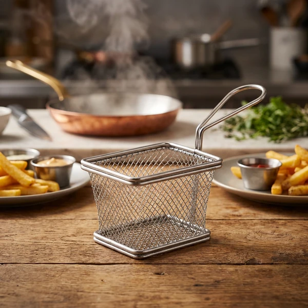 Minifritöskorg för servering 10 x 8 x 7,5 cm - Rostfritt stål SVB1008 by Genware color Svart