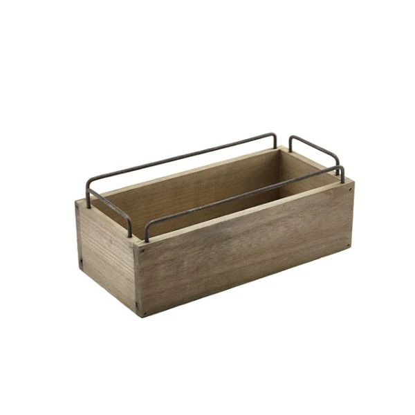 Industriell Trälåda För Bordsdukning & Förvaring 25 x 12 x 9.5cm TRW216 by Genware color Svart