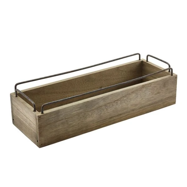 Industriell Trälåda för Dukning & Förvaring 34 x 12 x 9cm TRW220 by Genware color Svart