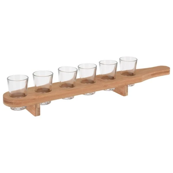 Shotglasset 7 delar med träbricka CD1002810 by Koop color Helder