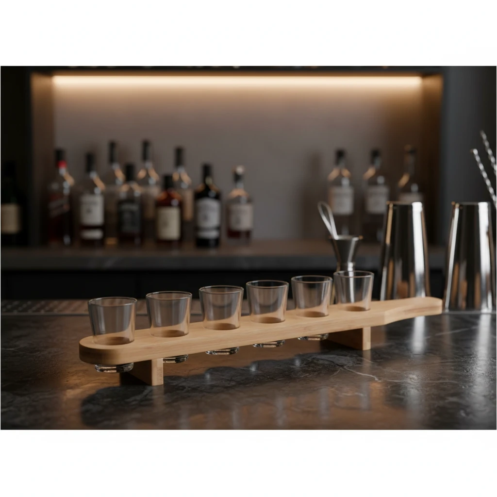 Shotglasset 7 delar med träbricka CD1002810 by Koop color Helder