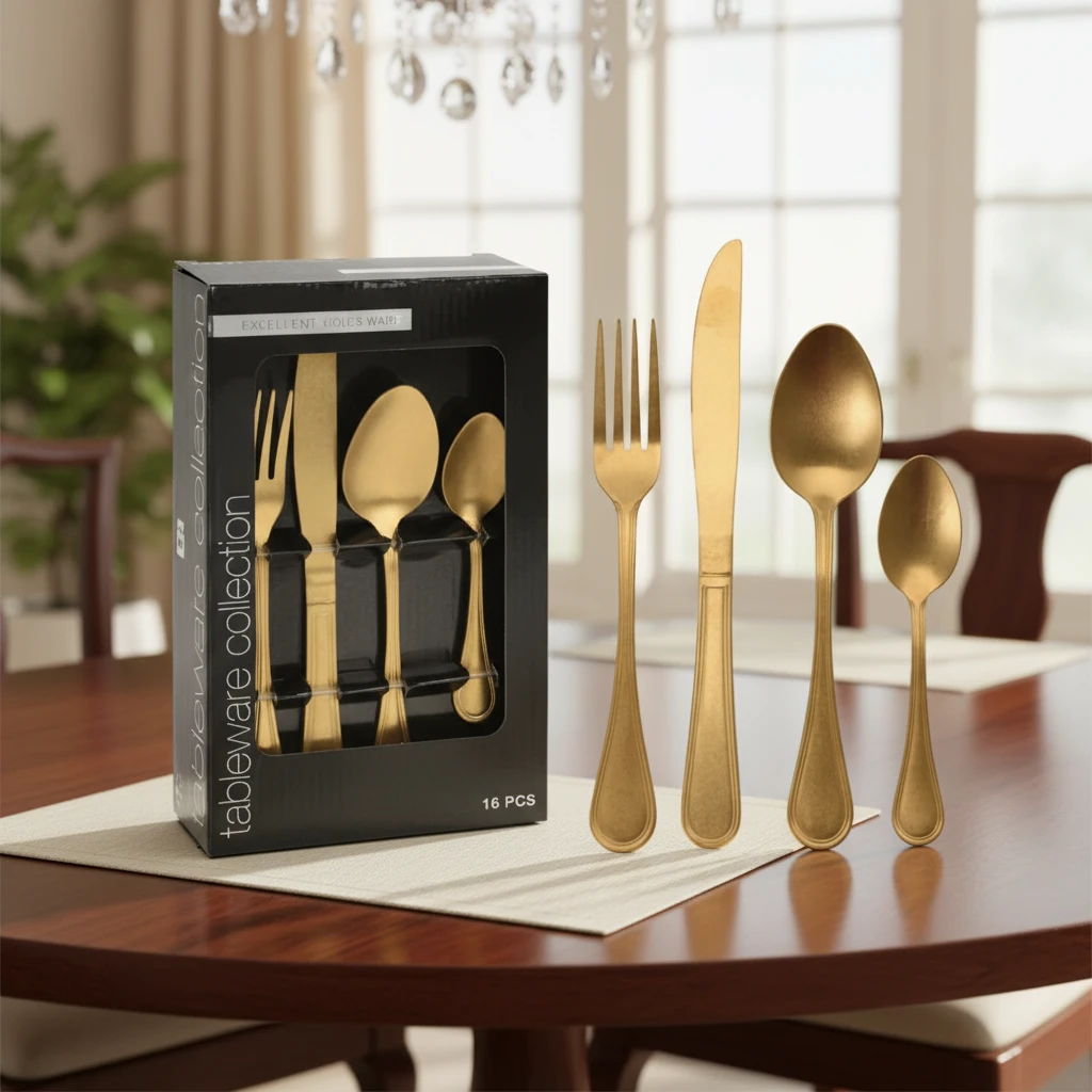 Bestickset 16 delar antikguld CC4100750 by Koop color Antiek goud