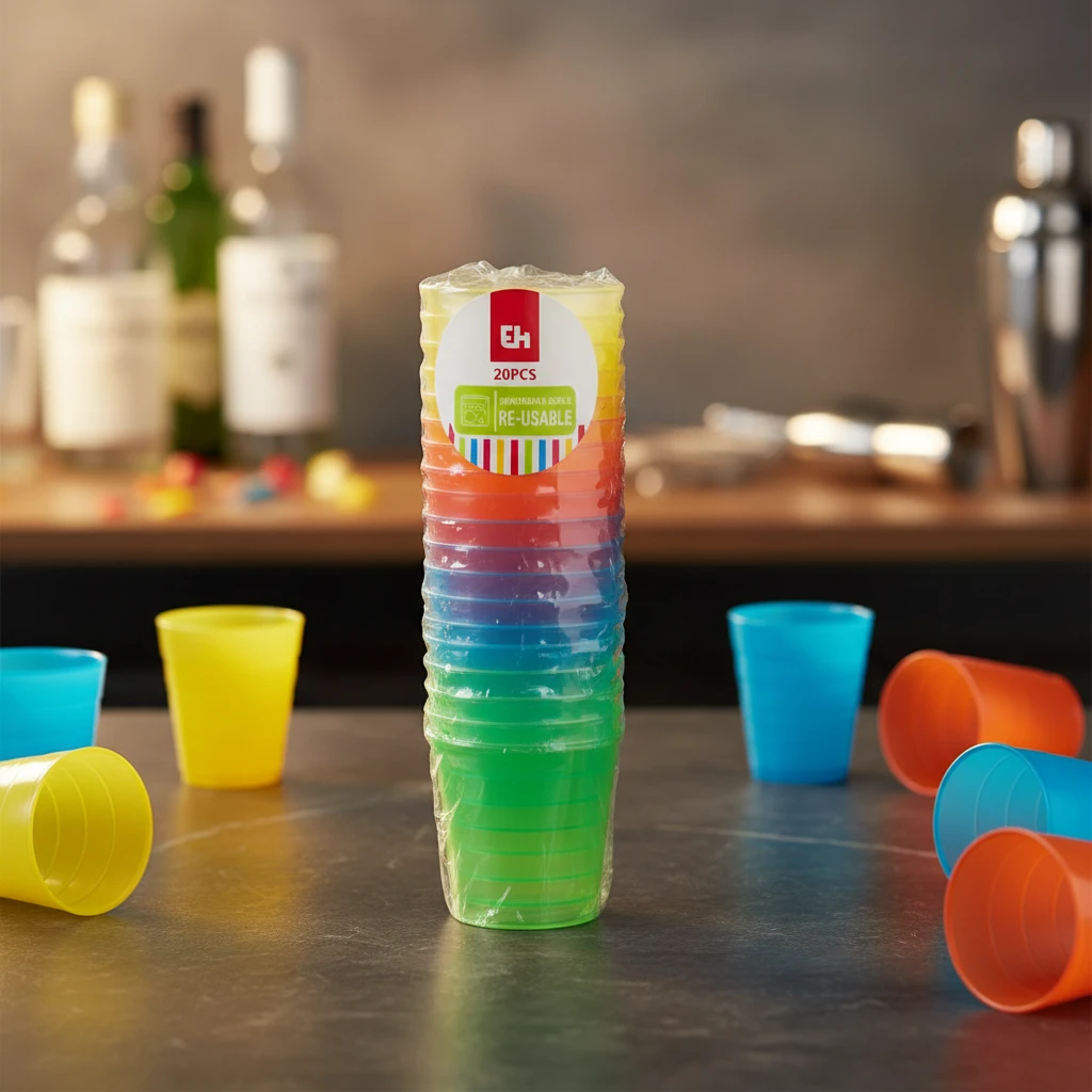 Shotglas 30 ml, 20 stycken, 4 färger 178000650 by Koop color Helder
