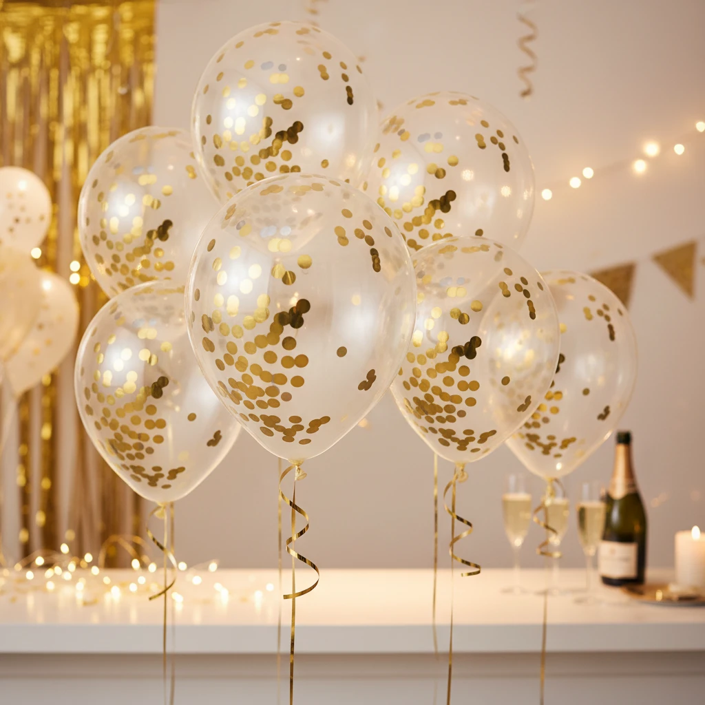 Ballonger med konfetti 8-pack guld 491020220 by Koop color Goud