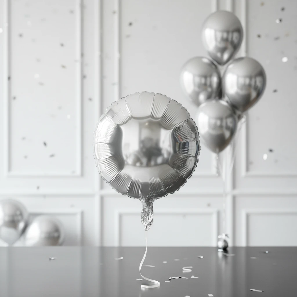 Folieballong silver rund 46 cm - 10 st. 491020480 by Koop color Silver