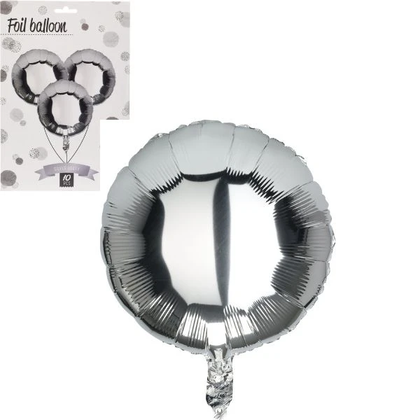 Folieballong silver rund 46 cm - 10 st. 491020480 by Koop color Silver