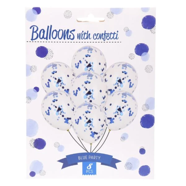Ballonger med konfetti blå 8 st 491020620 by Koop color Blauw