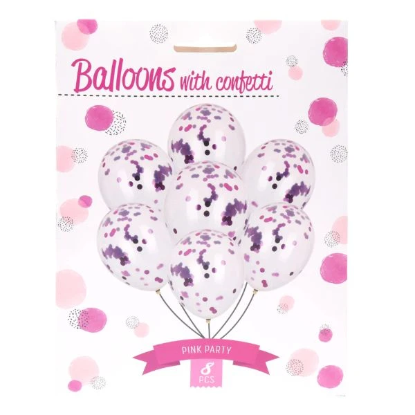 Ballonger med konfetti rosa 8 st 491020760 by Koop color Rosa