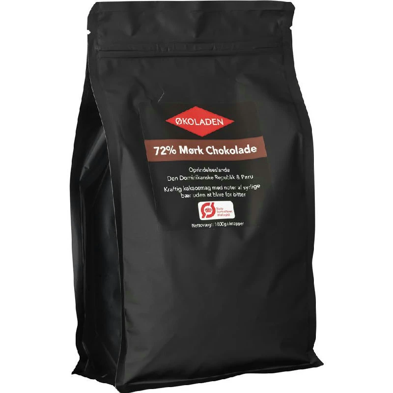 Mörk choklad överdrag 72% Eko 1 kg 289063 by Økoladen color Svart