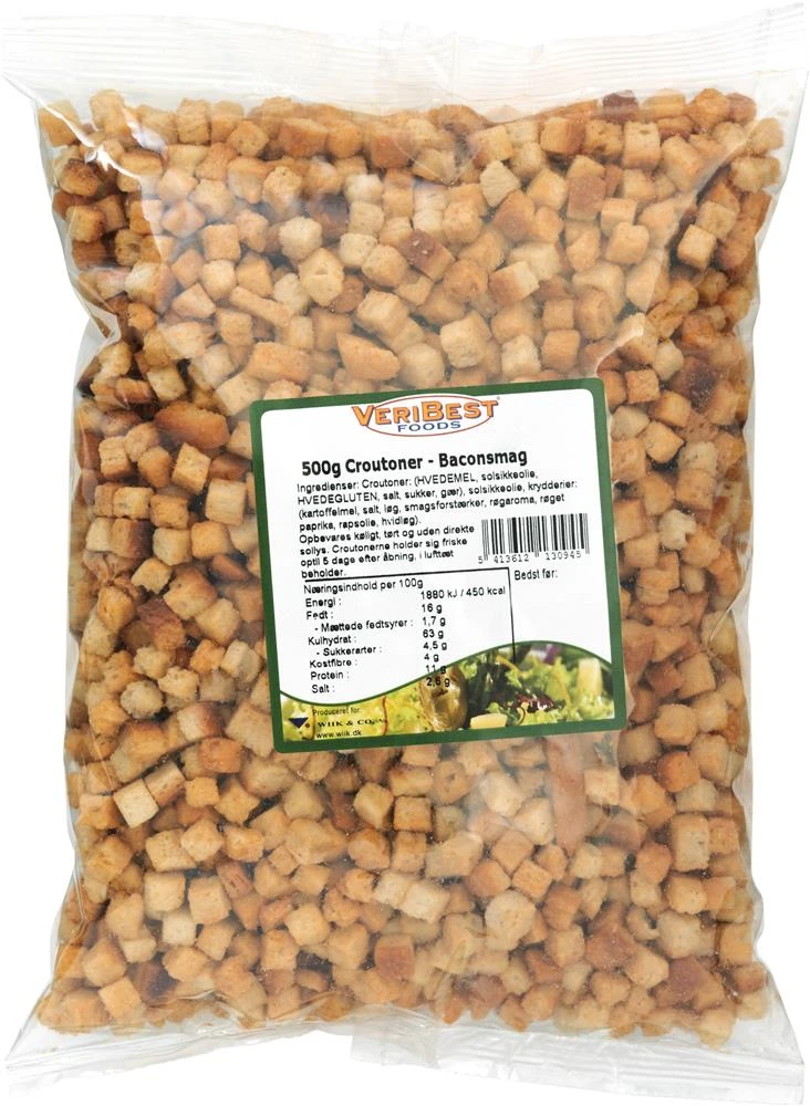 Krutonger Mini Bacon 8x8 mm PS (500 g) 204730 by VERIBEST color Svart