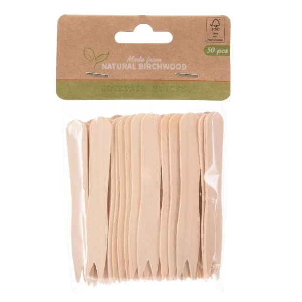 Cocktailgafflar björkträ 50 st Klimatossen 170488250 by Koop color ljusbrun