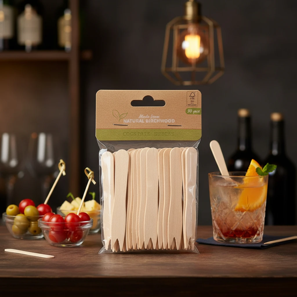 Cocktailgafflar björkträ 50 st Klimatossen 170488250 by Koop color ljusbrun