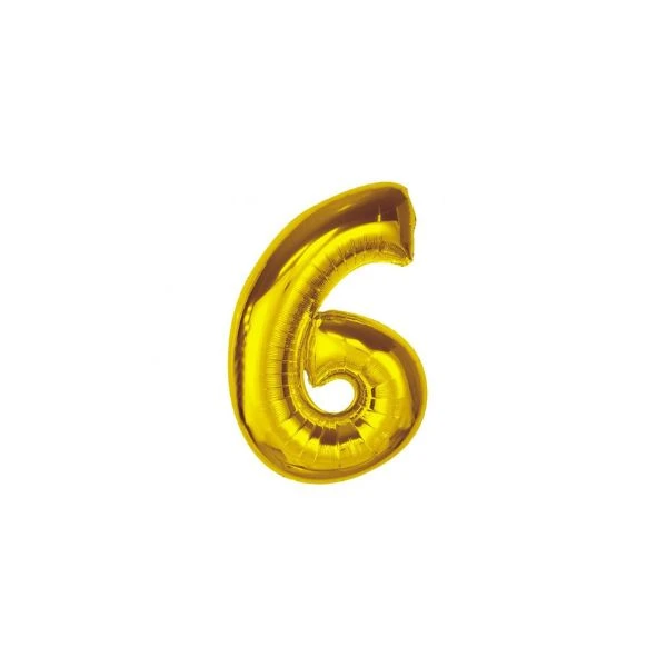Folieballong Smart nummer 6 guld 92 cm CH-S9Z6 by Godan color Svart
