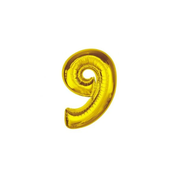 Folieballong Smart siffra 9 guld 92 cm CH-S9Z9 by Godan color Svart