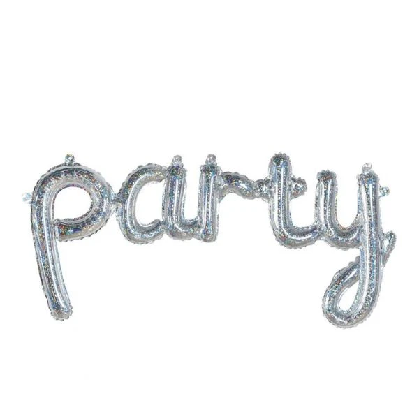 Folieballong med text "Party" holografisk 45" BN-APAR by Godan color Svart