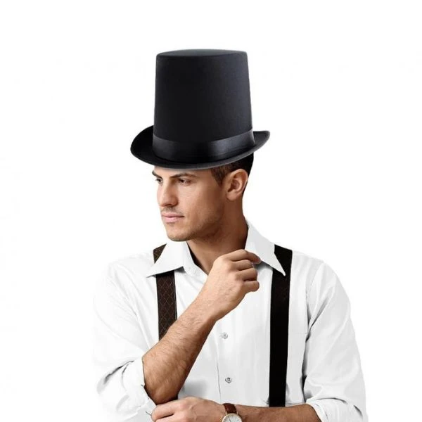 Cylinderhatt "Gentleman" hög svart slät stor storlek CWCG-YH by Godan color Svart