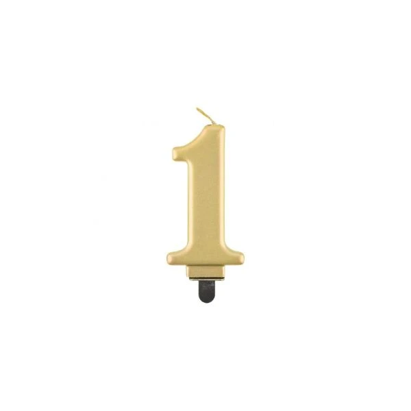 Tårtljus siffra 1 metalliskt guld 8.0 cm PF-SCZ1 by Godan color Svart